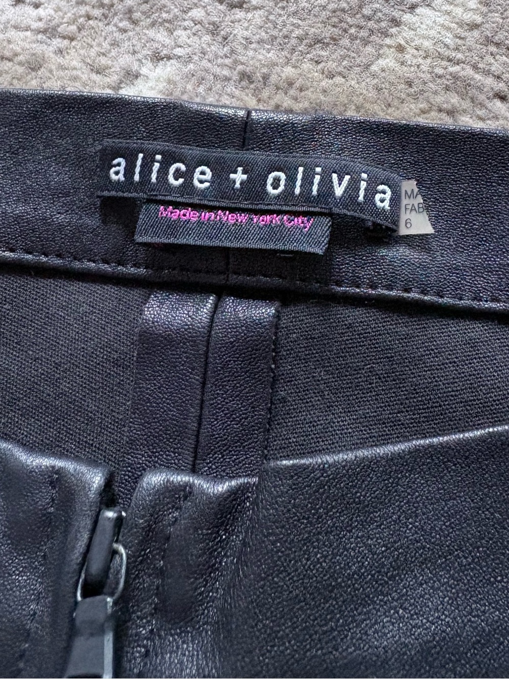 ALICE + OLIVIA Black Lamb Leather Low Waisted Leggings - Picture 8 of 9
